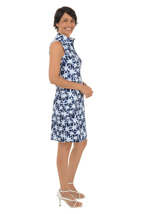Brushstroke Palms Cooling UPF50+ Mock Neck Dress