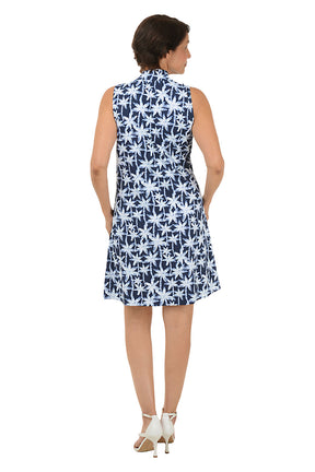 Brushstroke Palms Cooling UPF50+ Mock Neck Dress