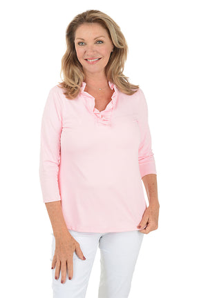 Solid Ruffle Neck UPF50+ Top
