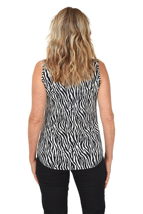Bold Zebra UPF50+ Split Neck Sleeveless Top
