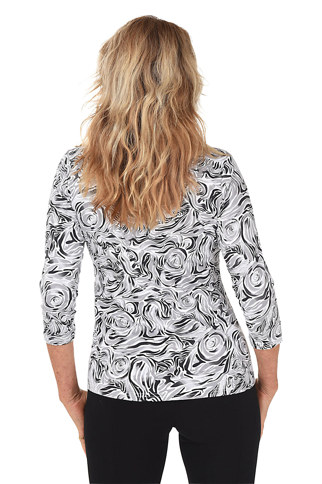 Silver Roses Ruffle Neck UPF50+ Top