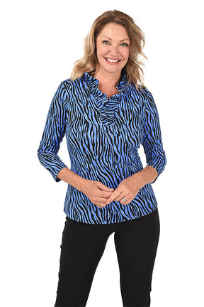 Hypnotic Zebra Ruffle Neck UPF50+ Top