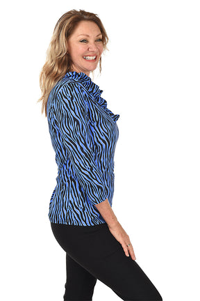 Hypnotic Zebra Ruffle Neck UPF50+ Top