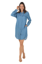 Tencel Button-Front Shirt Dress