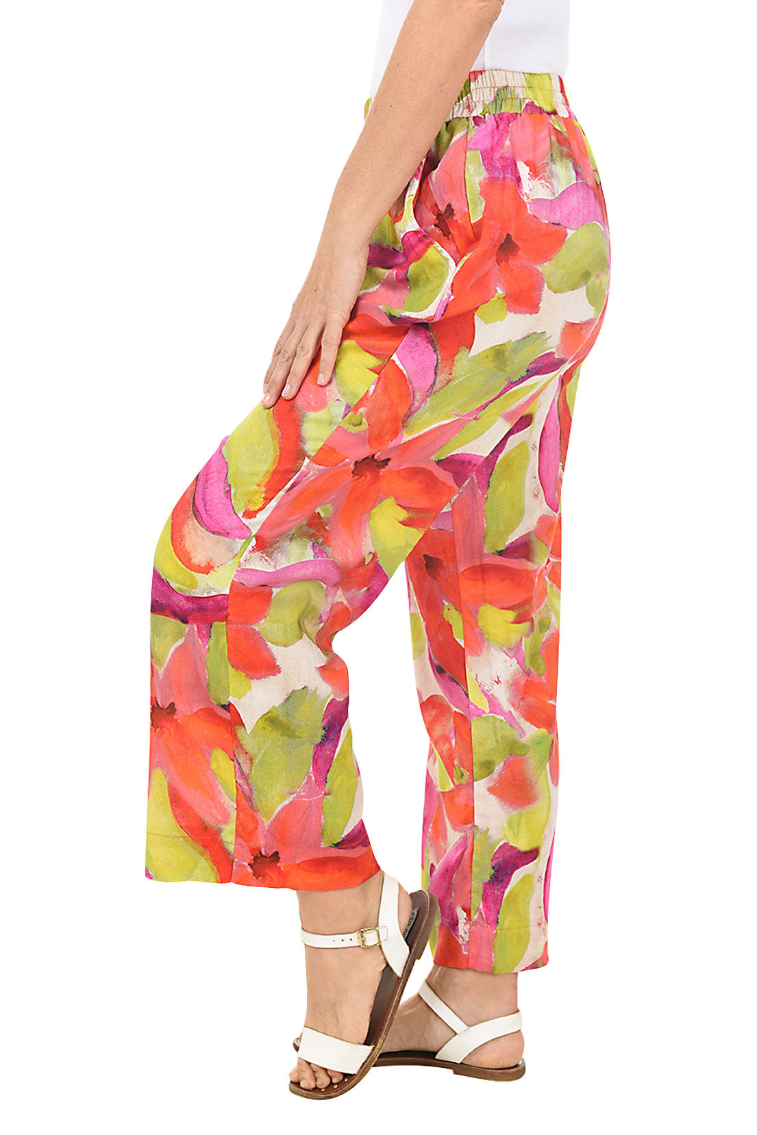 Multicolored Floral Pull-On Palazzo Pant