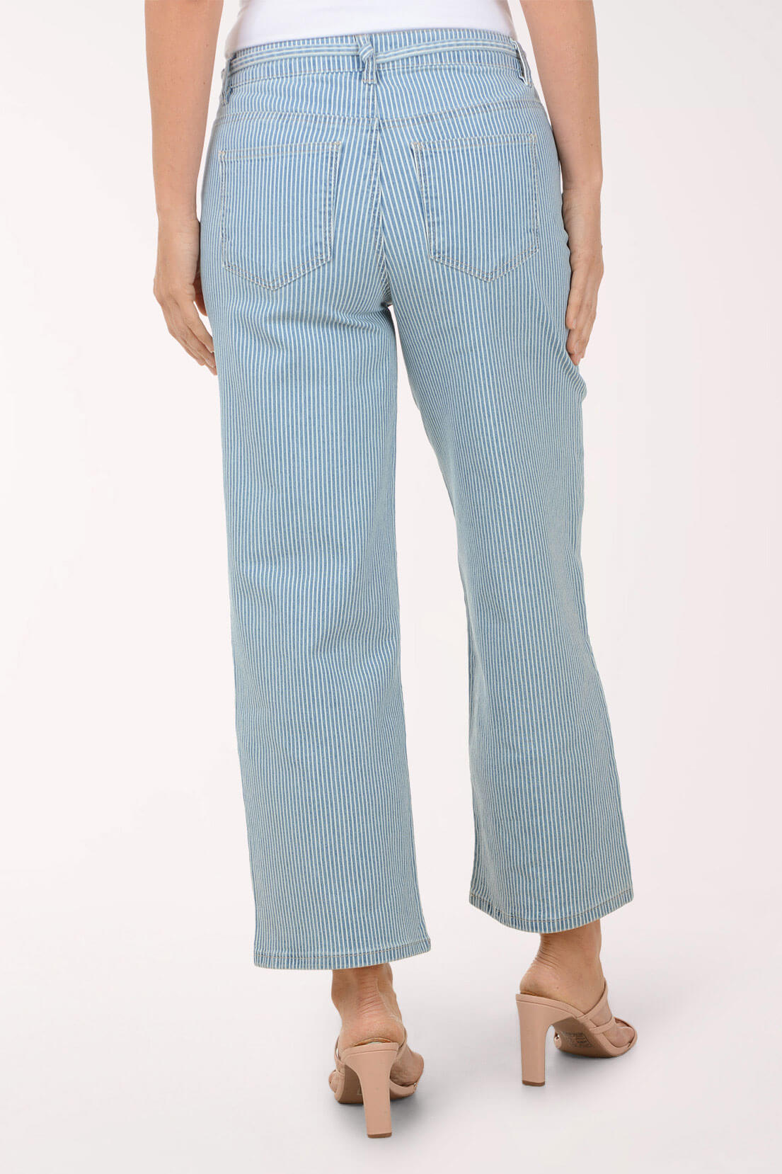 Light blue checkered pants worn by a person on a white background