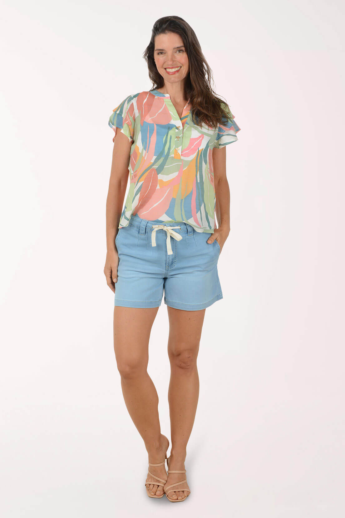 Denim Knit Drawstring Short