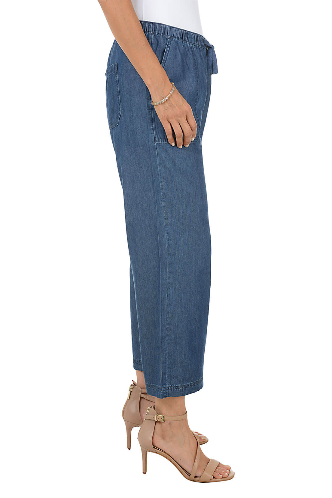 Drawstring Denim Wide Leg Crop Pant | Dash