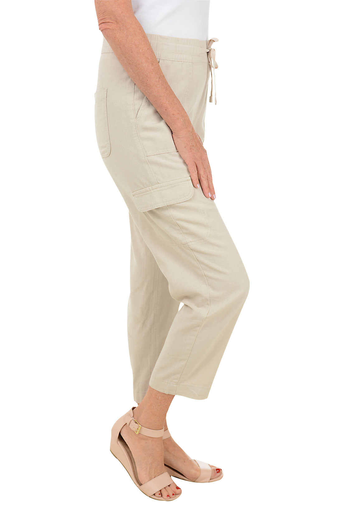 Linen Blend Cargo Pocket Pant