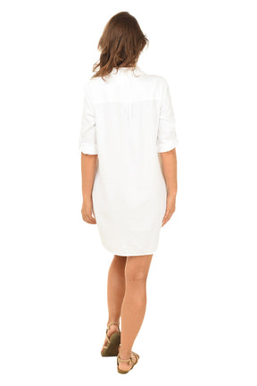 Collared Roll Sleeve Dress