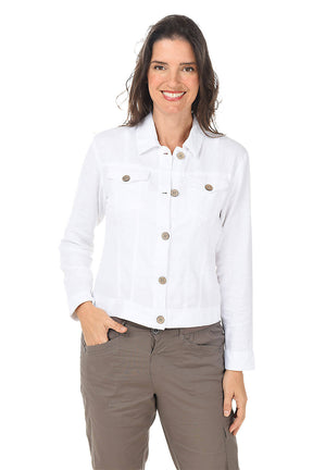 Button-Front Linen-Blend Jacket