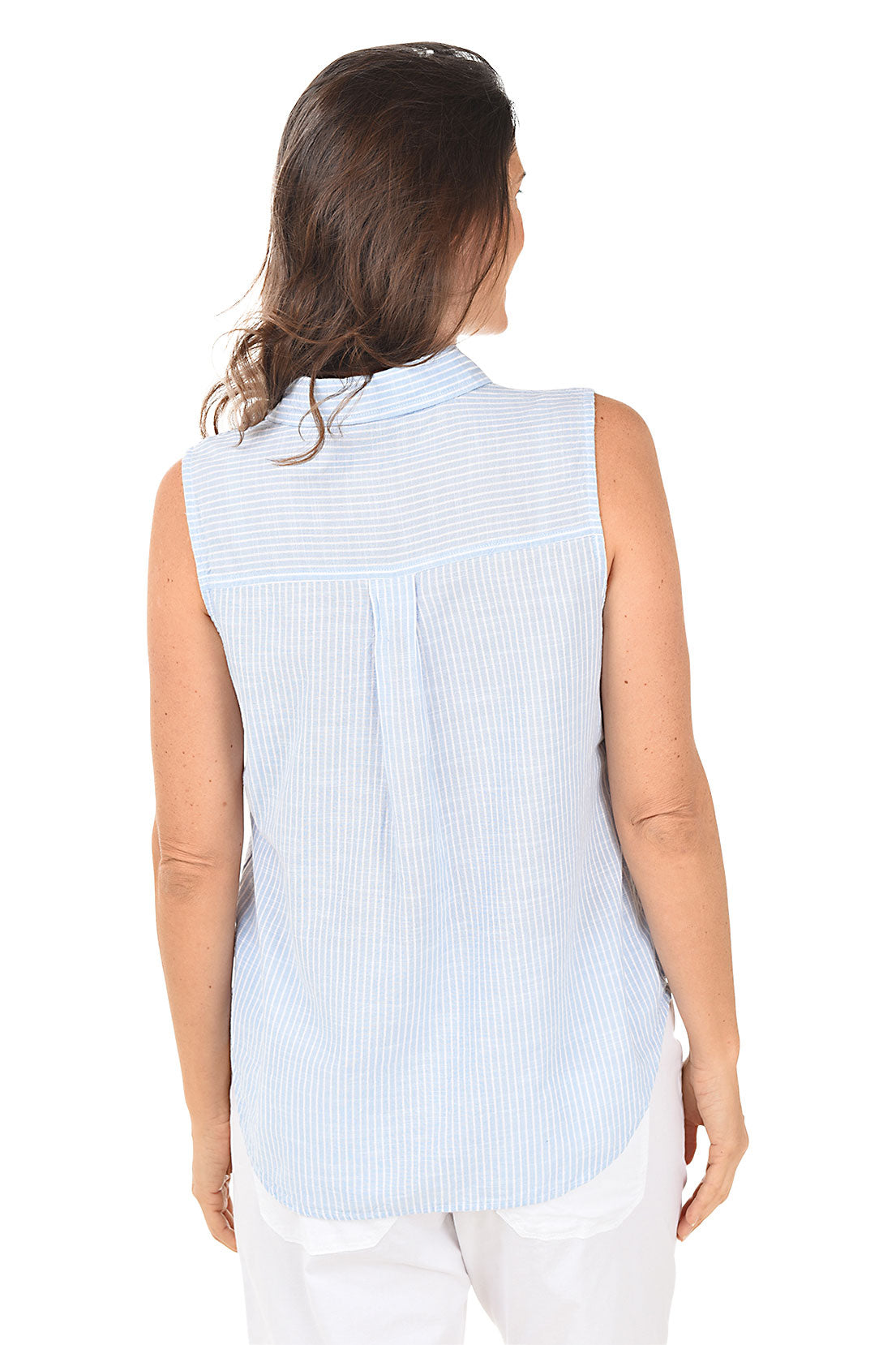 Pinstripe Cotton Sleeveless Shirt