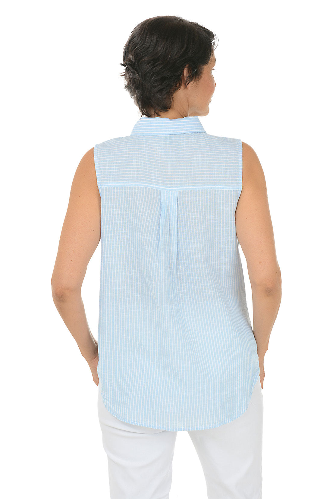 Pinstripe Cotton Sleeveless Shirt