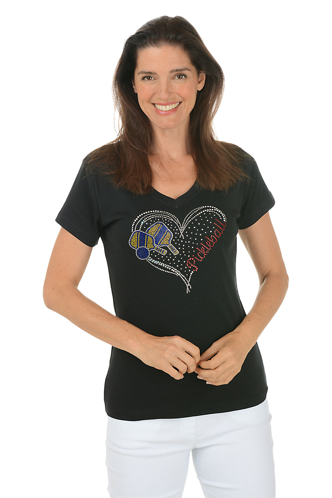 Pickleball Heart Rhinestone Tee