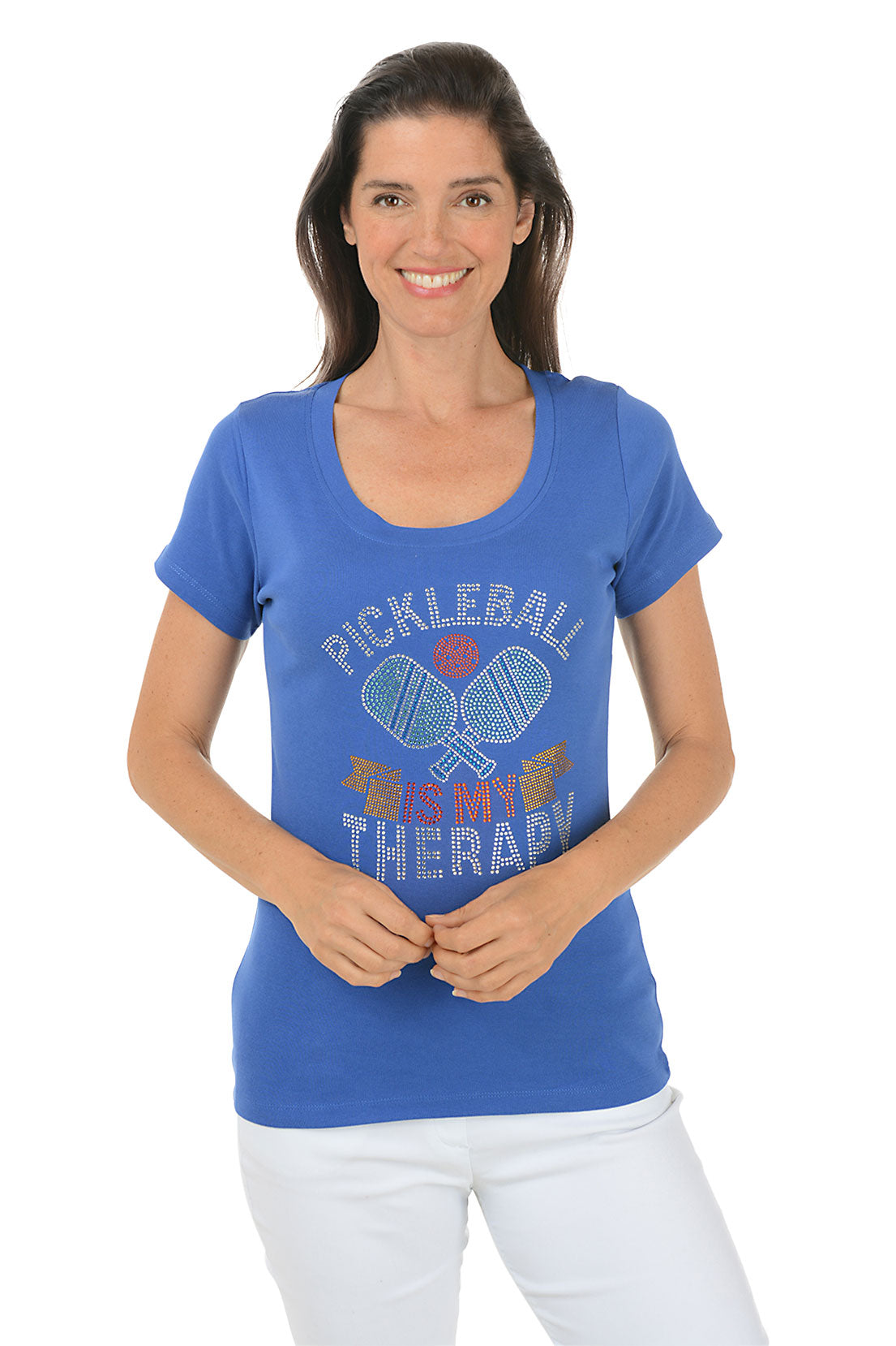 Pickleball Therapy Rhinestone Tee
