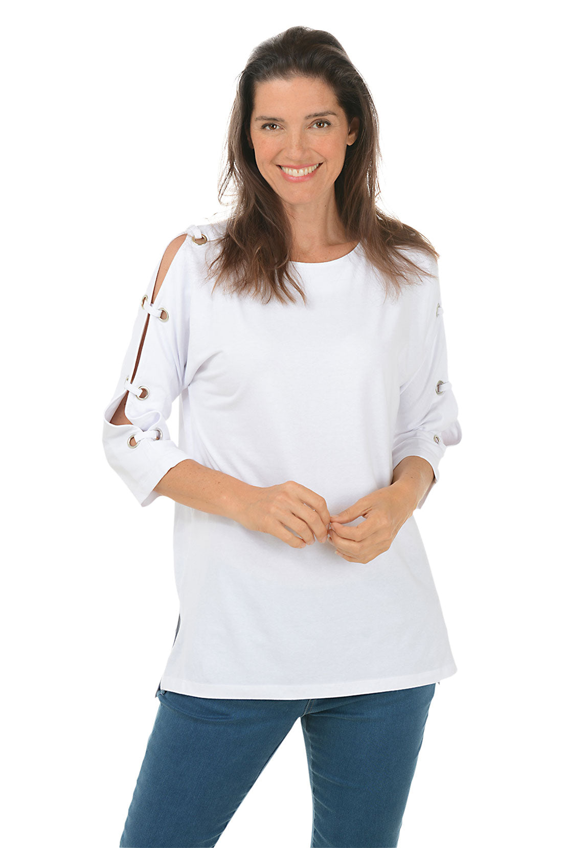 Grommet Open Sleeve Knit Top