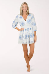 Embroidered Floral Smocked Waist Dress Cover-Up
