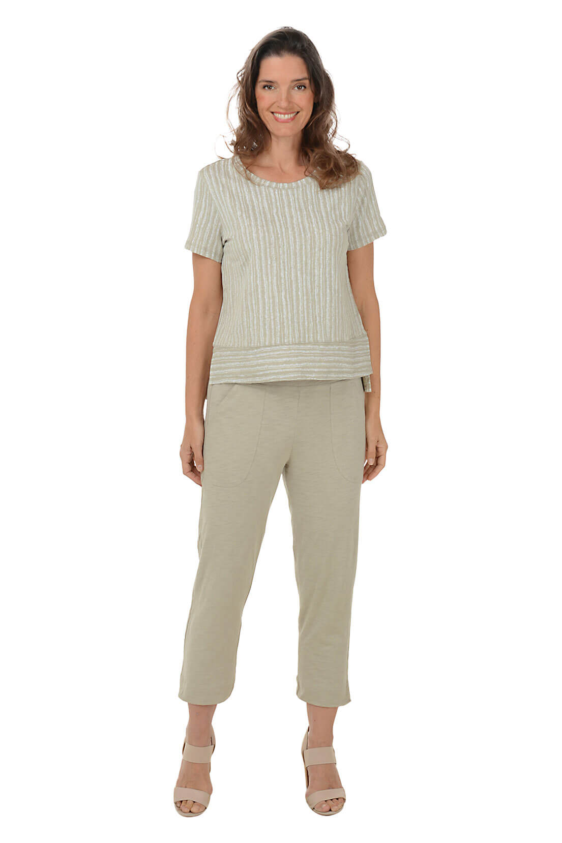 Pull-On Slub Knit Capri Pant