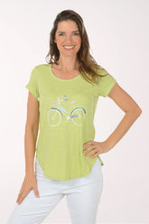 Kiwi Bicycle Cotton Cuffed Sleeve Tee