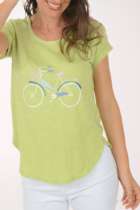 Kiwi Bicycle Cotton Cuffed Sleeve Tee