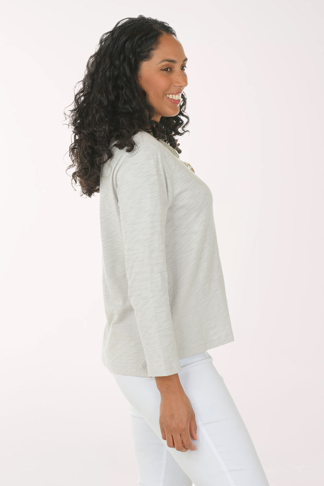Solid 100% Cotton 3/4 Sleeve Top
