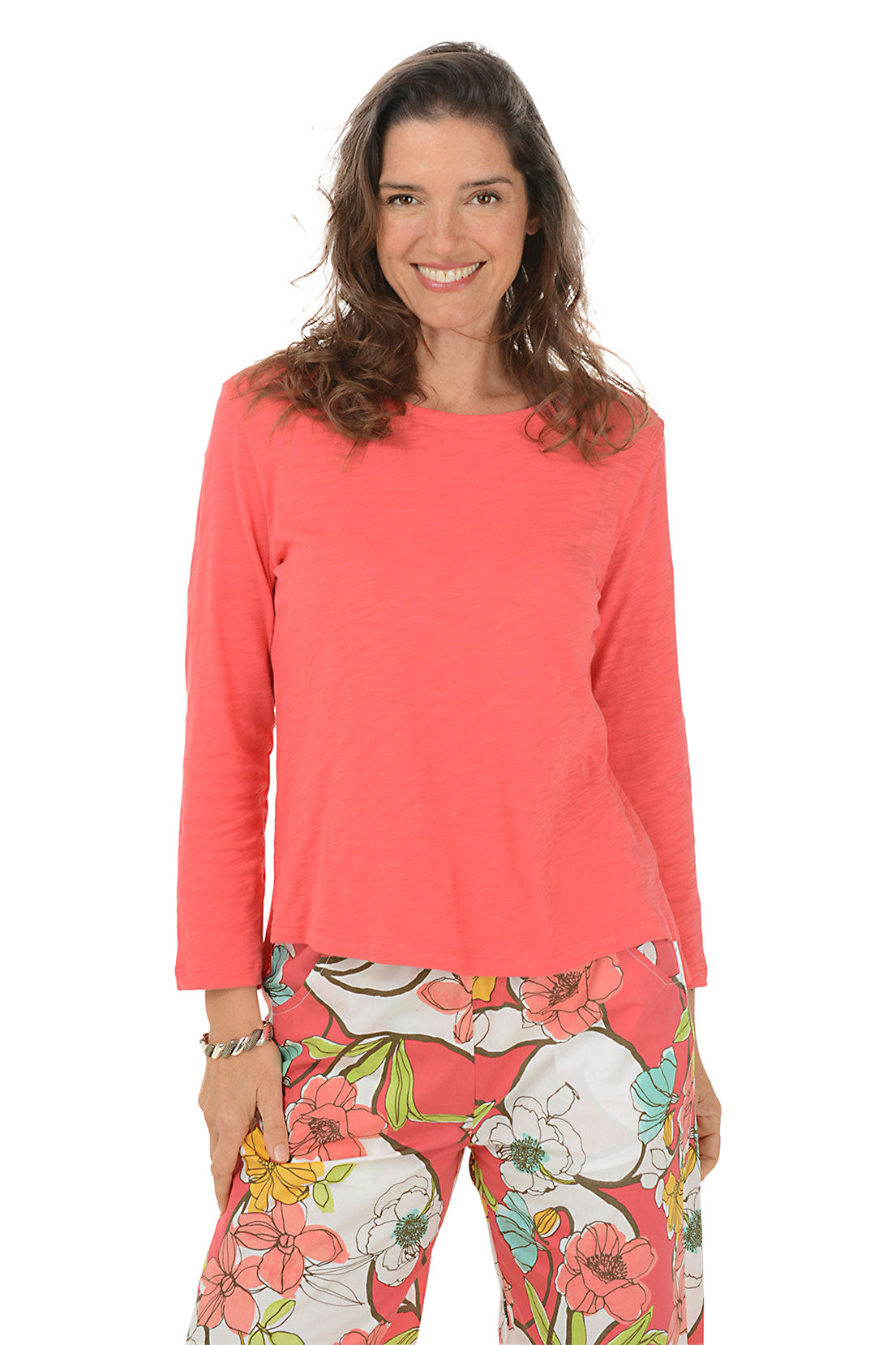 High-Low 3/4 Sleeve Knit Top