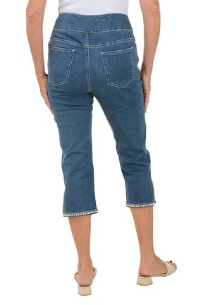 Pearl Hem Denim Capri Pant