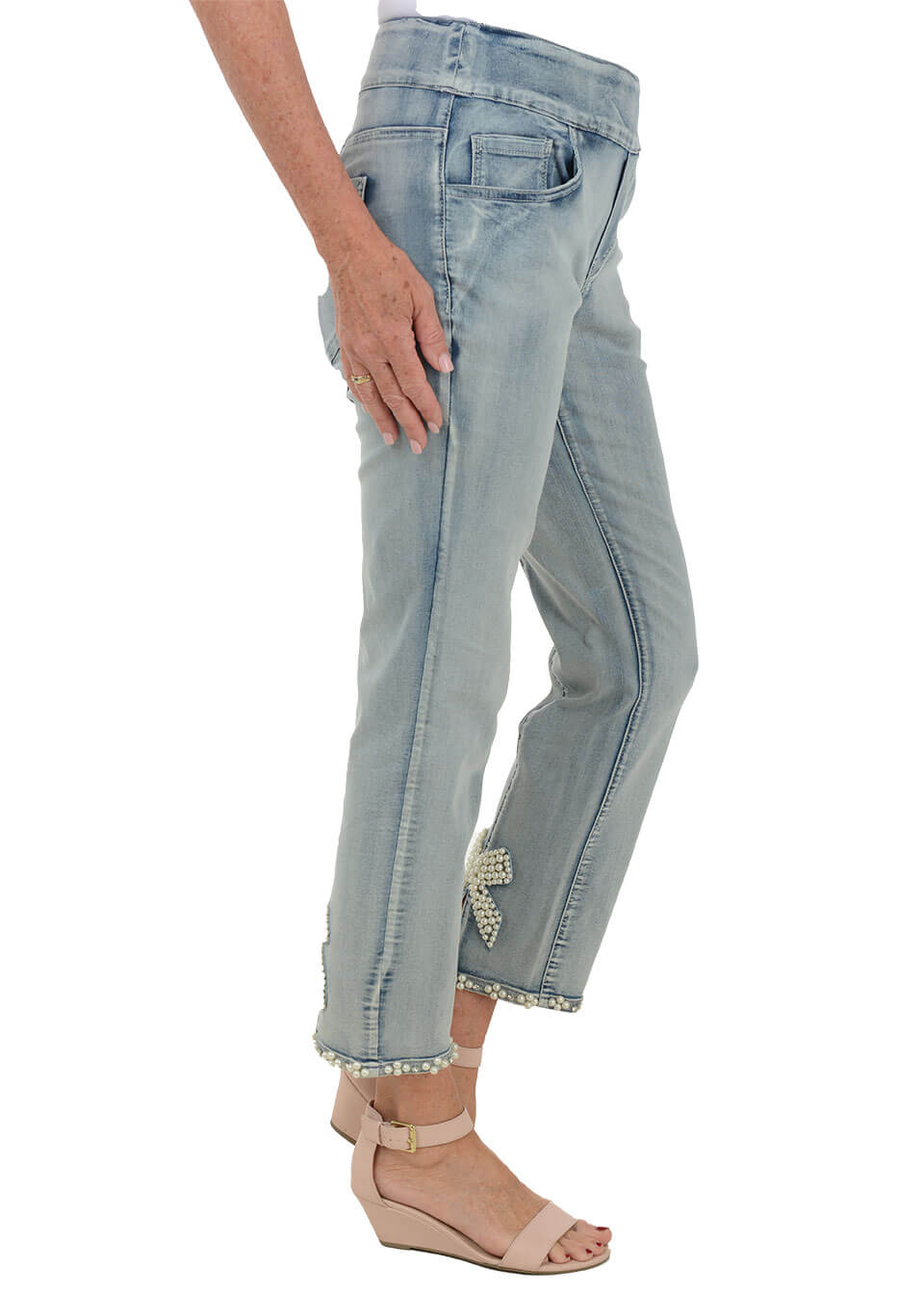 Pearl Bow Denim Ankle Pant Pearl Bow Denim Ankle Pant