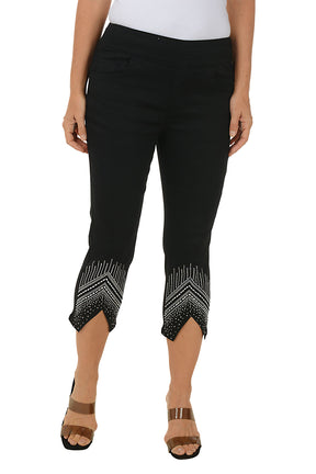 Chevron Rhinestone Denim Capri Pant