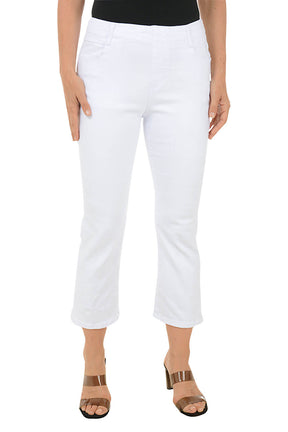 White Sparkle Buttons Denim Crop Pant