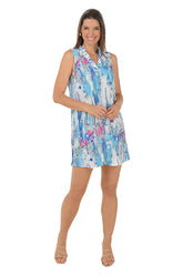 Paint Drip Bubble Gauze Ruffle Sleeveless Dress
