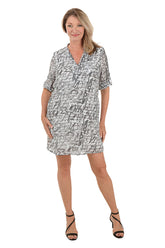 Written Script Roll Tab 3/4 Sleeve Dress