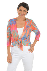 Leaf Textured Tie-Front Shrug
