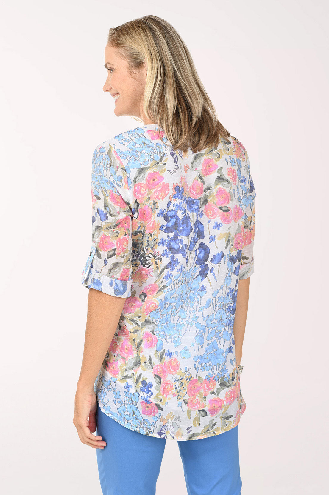 Tea Rose Bouquet Button-Front Blouse | Creation