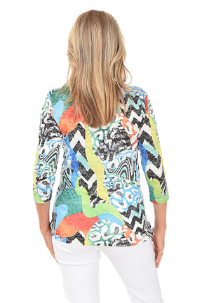 Colorful Jungle Jeweled Knit Top