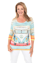 Peace Bus Jeweled Knit Top