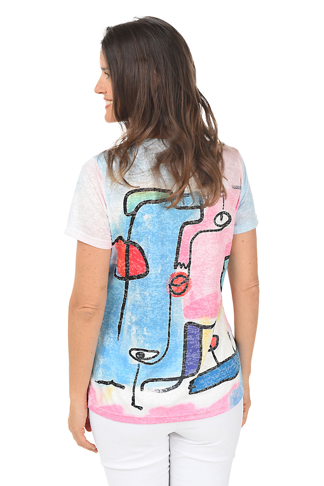 Picasso Face Jeweled Burnout Tee