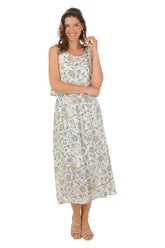 Muted Floral Sleeveless Popover Maxi Dress