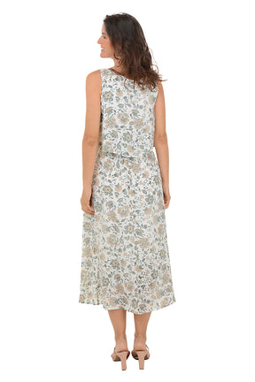 Muted Floral Sleeveless Popover Maxi Dress