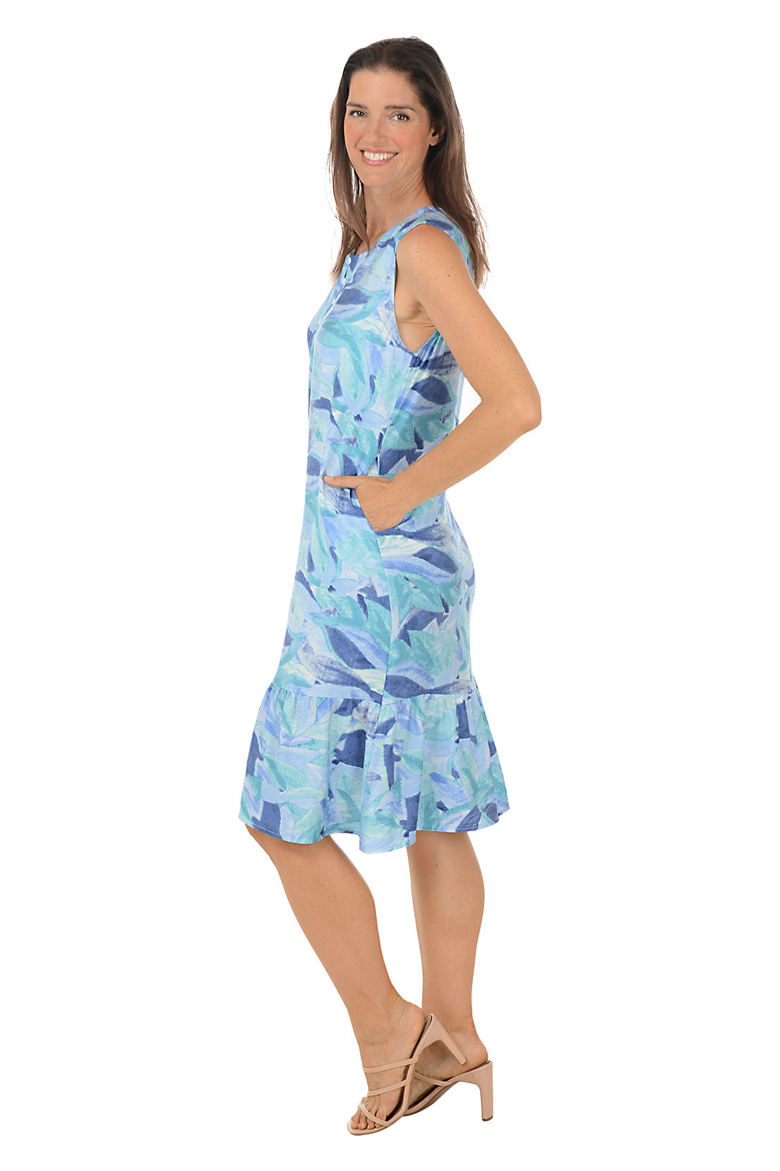 Whimsy Flutter Hem Sleeveless Dress
