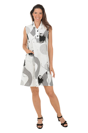 Zen Garden Wire Collar Sleeveless Dress