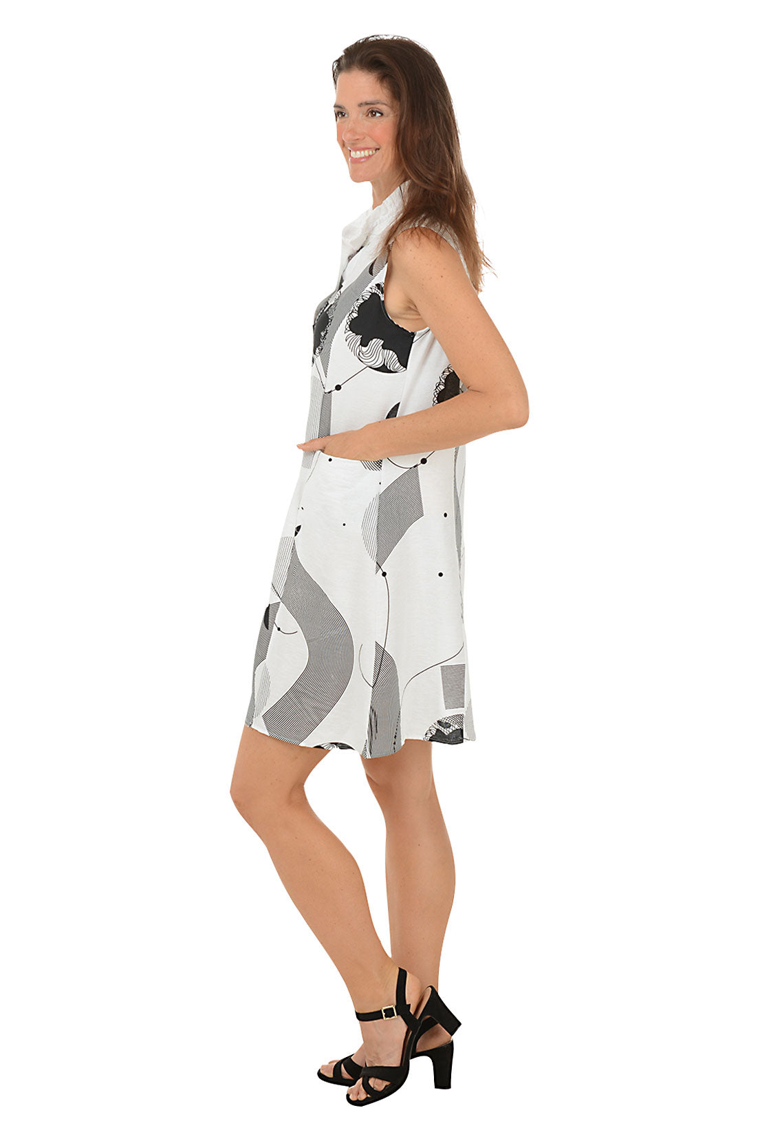 Zen Garden Wire Collar Sleeveless Dress