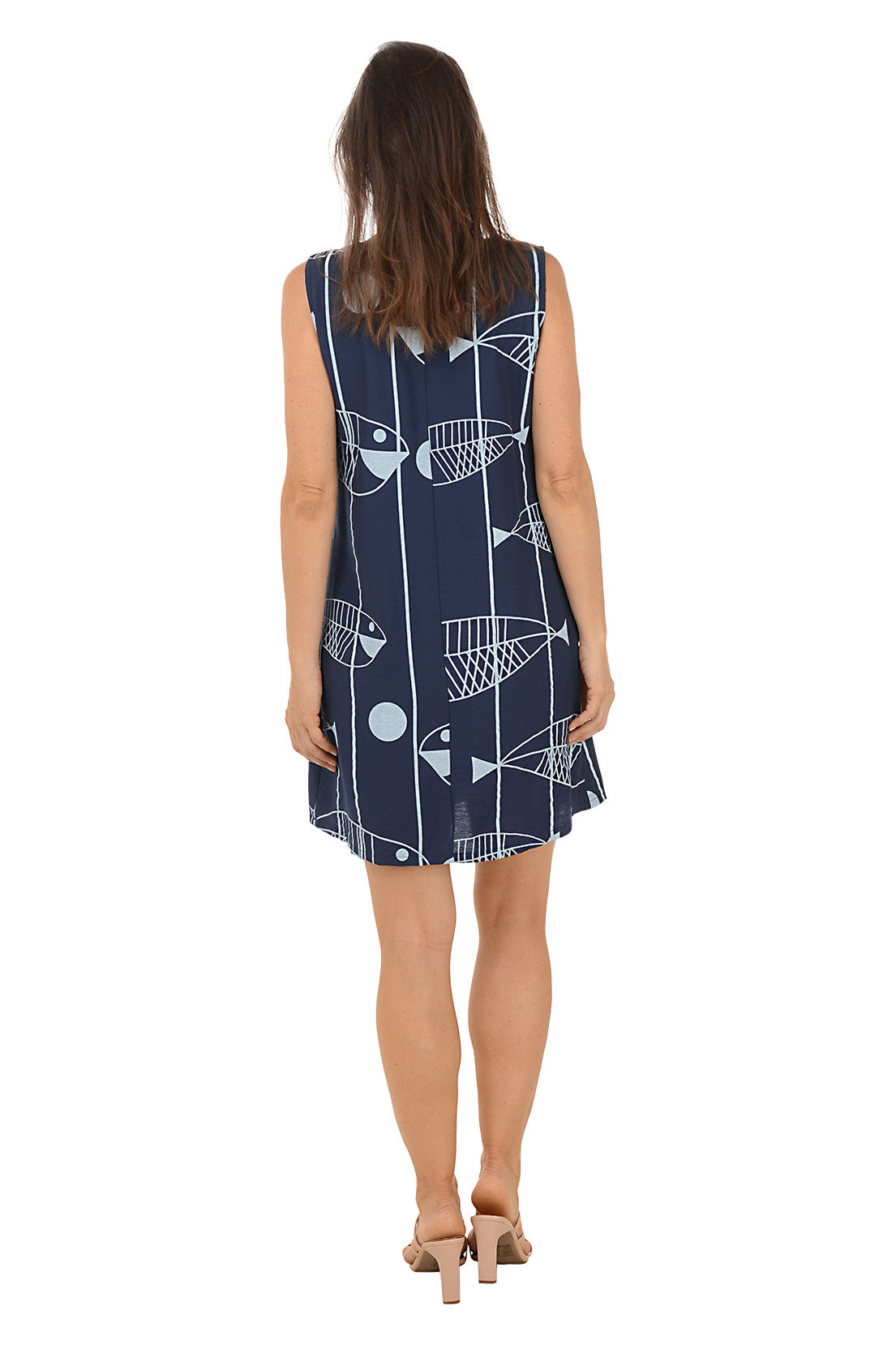 Fish Split Neck Sleeveless Dress