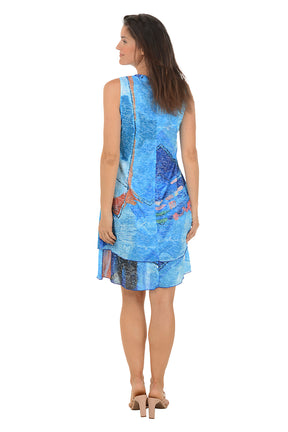 Abstract Burnout Sleeveless Layered Dress