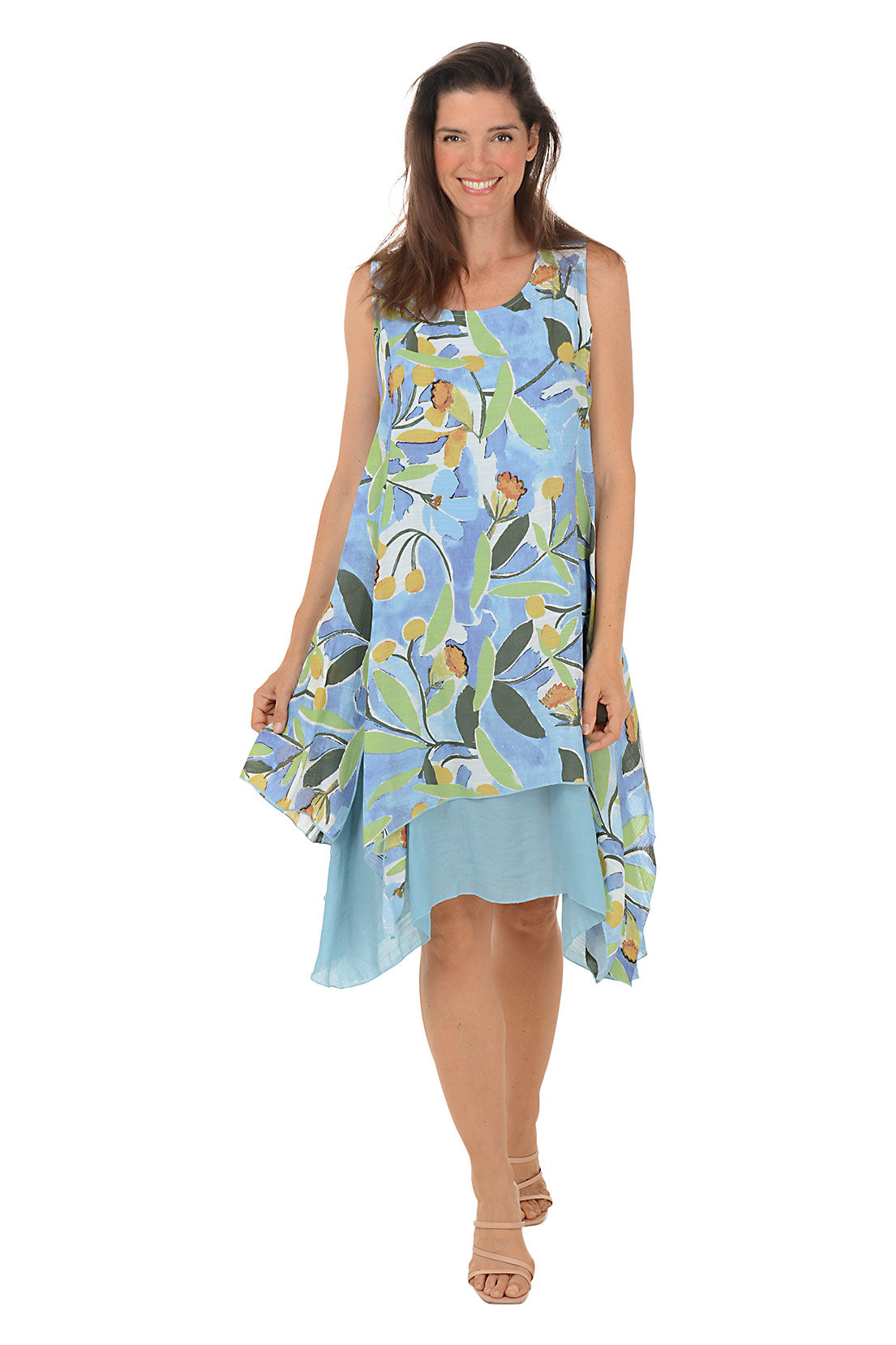 Garden Layered Shark Bite Sleeveless Dress