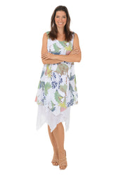 Flowerbuds Handkerchief Hem Sleeveless Dress