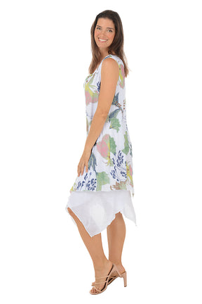 Flowerbuds Handkerchief Hem Sleeveless Dress