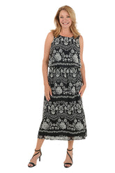 Lotus Flower Sleeveless Popover Maxi Dress