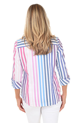 Taylor Sunset Striped Button-Front Shirt