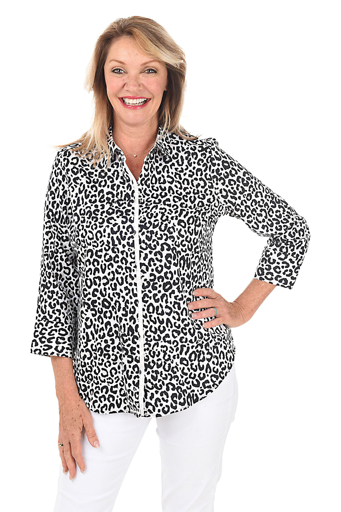 Charlie Leopard Button-Front Shirt